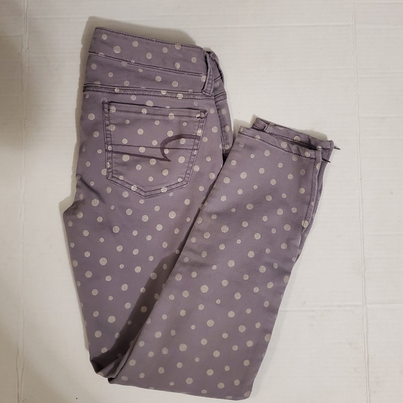❗️SOLD❗️American Eagle Purple White Polka Dot Jeggings 4 - Picture 9 of 10